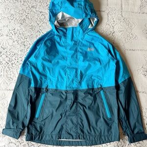 REI Blue Nylon Full Zip Up Rain Jacket